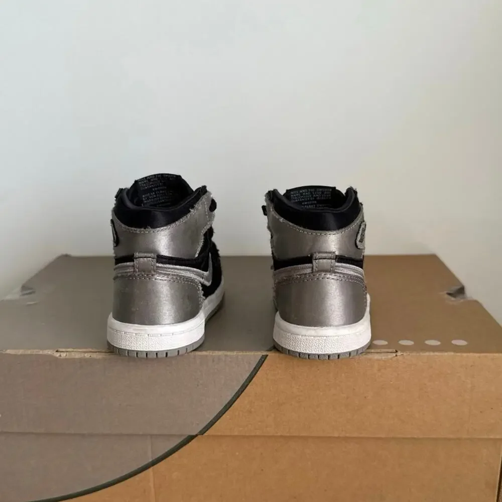 Nike Air Jordan 1 Satin Grey /Black Toddler Sneakers- SZ 6 C